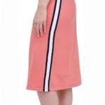 Tommy Hilfiger MIDI Waist Tie Skirt in Coral Orange with Side Stripe Detail Photo 3
