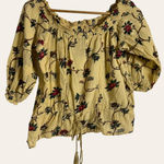 Denim & Supply Ralph Lauren Ralph Lauren Denim & Supply Yellow Floral Print Smocked 3/4 Sleeve Blouse Size S Photo 0