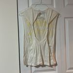 ZARA  | Don't Look Back Distressed Open Back Muscle Tee Small White Yellow Photo 3