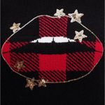 Torrid Pullover Sweater Star Lips Black Plaid Gold Sequins Size 00 Medium M NWT Photo 4