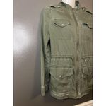 EXPRESS Jacket Womens XS Green Army Utility Field Zip Pockets Drawstring Waist Photo 1