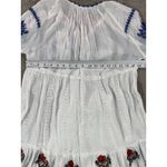Free People NWT  Ivory Embroidered‎ Floral Wild Horses Mini Dress Peasant Boho S Photo 6
