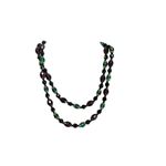 Vintage Jewellery Gorgeous Art Deco Emerald Green Glass & plum Pendant Necklace Purple Photo 3