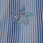 Striped Button Shirt Rhinestone Star Womens Coastal Preppy Brunch Plus Size 16W Blue Photo 5