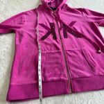Kardashian Kollection  Velour Hoodie Womens Size M Pink KK‎ Sequined Zip Y2K 00s Photo 5
