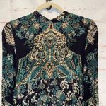 Free People  Lady luck printed tunic mini dress mock neck open back paisley Small Photo 2