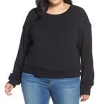 BP New Belted Hem Sweatshirt Soft Fleece Pullover Black Photo 0