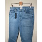 Paige Cindy Crop High Rise Straight Blue Jeans Womens Size 34 Raw Hem Photo 6
