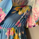 Blue Floral Strapless Maxi Dress Size XL Photo 2