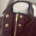 Cole Haan Burgundy Quilted Long Jacket w/Brown Leather Trim, NO BELT XL $260 Photo 8