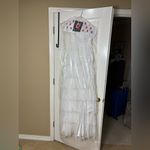 Mac Duggal  White And Gold Polka Dot One Shoulder Tiered Dress  Size 0 Photo 6