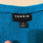 Torrid  Rayon‎ Slub Smocked Waist Button-Front Tank Teal Size 2X Photo 2