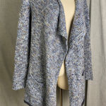 Maryline Made in Italy Boucle Waterfall Blue Open Cardigan Metallic Thread M Size M Photo 0