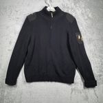 Ralph Lauren Lauren  Sweater L Black Full Zip Epaulet Mock Neck Military Preppy Photo 1