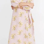 Madewell  Linen Blend Ruffle-Cuff Wrap Dress Fairy Pastel Boho Work Size XS/S Photo 0