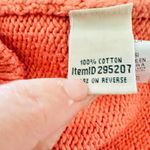 LL Bean Womens Sweater Medium Full Zip Cardigan Peach Mock Neck Cotton Outdoor Orange Photo 4