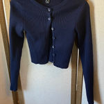Forever 21  Deep Blue junior Ribbed cropped Cardigan small Photo 0