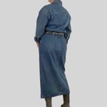 Styles To Go Vintage 90s Blue Denim Western Cowgirl Snap Button Long Sleeve Jean Maxi Dress Photo 1
