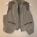 BKE  Outerwear womens brown embroidered zip up pocket motorcycle vest size L Photo 4