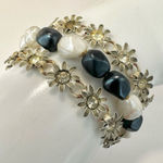 Blue and white vintage floral multi strand bracelet Photo 0