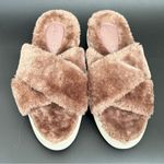 J/SLIDES Mauve Faux Fur Fuzzy Platform Slippers Size 6 Pink Photo 1