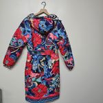 Farm Rio  Womens Colorful Graphic Floral Reversible Puffer Jacket Size XS‎ Belted Photo 5