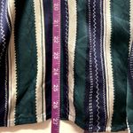 Vintage Hunter Green|Cream|Navy Striped Satin Button Down Blouse GUC Size S Photo 7