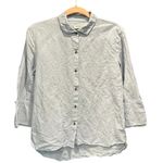 Halston Heritage  Powder Blue Coastal Grandma Linen And Viscose Button Down Shirt Photo 5