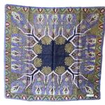 Oscar de la Renta Purple Wool Printed Sparkly Scarf fringe edges 30in Vintage Photo 5