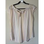 LC Lauren Conrad Lauren Conrad Pink Pleated Striped Gauzy Tie Back Blouse Shirt Top Womens Medium Photo 4