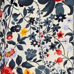 Loft  Dress Women XS White Multi Floral Flower Shift Dress Ruffle Sleeve Colorful Photo 4