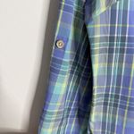 Peter Millar  Women's Medium Pull Tab Sleeves Plaid Blouse Button Front Stretch Photo 5