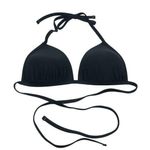 Aerie Black Triangle Bikini Top Molded Cups Padded Halter String Ties M Photo 0