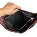 Levenger Shoulder Bag Large Medium Maroon Burgundy Fold Over Chic Purse Saddle Photo 7