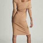 Reiss Ella Asymmetric Bodycon Dress Camel XL NWT Photo 5