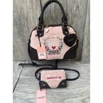 Juicy Couture Satchel + Wallet Set | Pink Velour Embroidered Photo 8