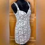 ZARA ‎ Animal Print Snakeskin Faux Suede Mini Dress Black & Ecru Size Medium Photo 4