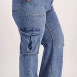ON 34TH Cargo Jeans Women Size 16 33 Light Wash Wide Leg Denim Pants Blue Photo 0