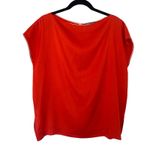 Vince Silk Blend Short Sleeve Boat Neck Top Orange Red Size XS Minimalist Blouse Photo 1