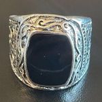 S925 silver natural obsidian ring size 7.5 Photo 0