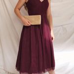 Bariano Australia Odette Tulle Midi Dress Wine Off Shoulder Sweetheart Photo 1