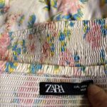 ZARA  Floral Puff Sleeve Crop Top - Cream and Pink Photo 9