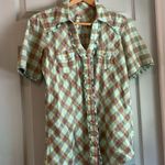 Rock 47 by Wrangler Women's L Metallic Plaid Cowgirl Western Rodeo Snap Shirt Green Size undefined Photo 0