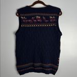 Northern Treasures Navy and Beige Cardigan Knit Sweater Deer CottageCore Sz Med Blue Photo 7