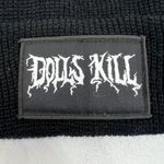 Dolls Kill  Knit Beanie Hat Black Goth Punk Lolita Death Metal Spell Out Patch Photo 2