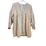 Mable Linen Pintuck Long Sleeve Babydoll Dress in beige Size S Tan Photo 1