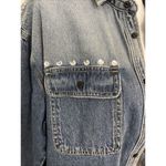 Rebecca Minkoff Jean Jacket Denim Shirt Crop Raw Hem Jewels Medium Photo 1