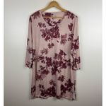 Chico's Womens Floral Side Slit Tunic Top Pink Sz 3 (XL) Feminine Flowy Longline Photo 4