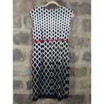 R & K Dress Woman's 10 Black White Diamond Pattern Red Belt Classic Party Photo 6