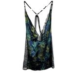 Victoria's Secret Palm Print Chemise L Strappy Back Lace Lingerie Photo 2